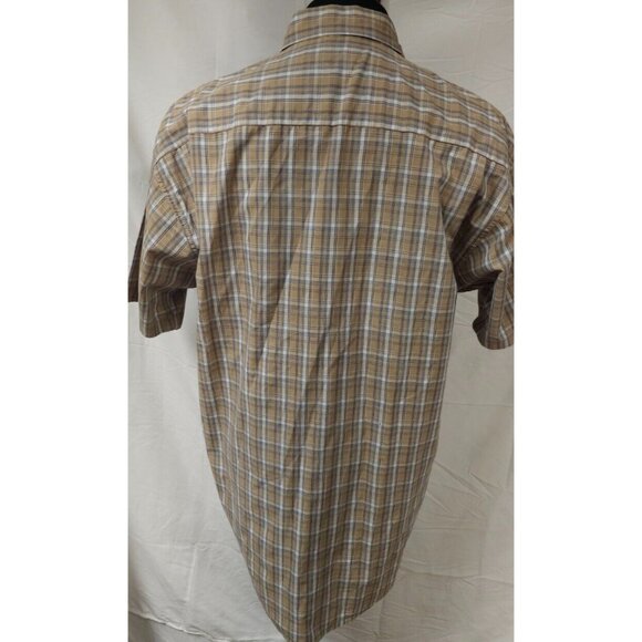 Wrangler Cool River Mens Large Tan Plaid  Short Sleeve Button Down Western Shirt - Picture 7 of 11